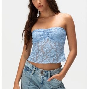 Baby Blue Lace Crop Top